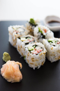 A step-by-step photo tutorial on how to make California rolls: http://norecipes.com/blog/california-roll-recipe/