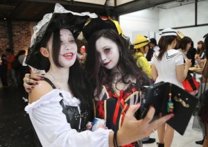 Young Japanese women dressed up for Halloween!